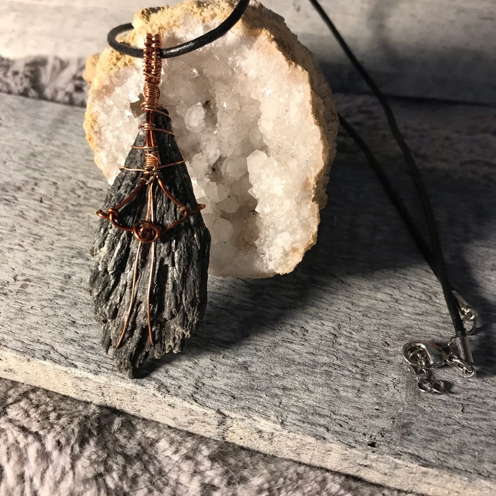 Hand wrapped Natural Slate Necklace 🌋